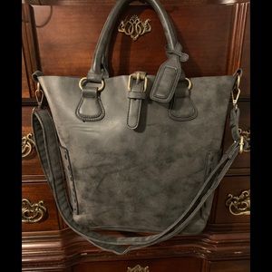 Grey Faux Leather Handbag